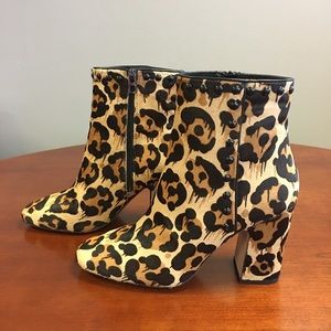 Coach Felicia Leopard Calf Hair Booties NEW Size 9